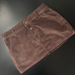 Chic Brown Corduroy Skirt with Buttons